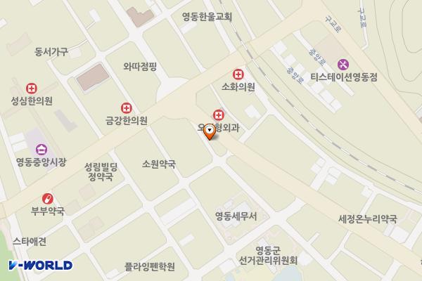 삼일탑주차장 위치 지도 — 충청북도 영동군 영동읍 계산리 685
