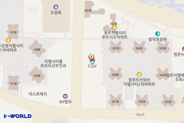 충북 청주시 복대두산위브지웰시티2차몰 위치 지도 — 충청북도 청주시 흥덕구 대농로 55