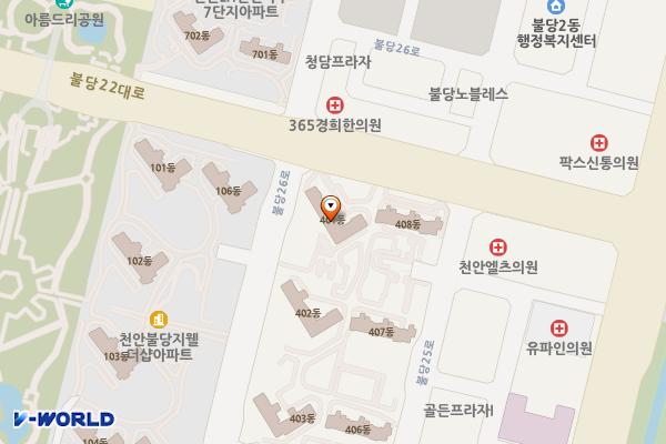 충남 천안시 천안불당지웰시티푸르지오1단지오피스텔 위치 지도 — 충청남도 천안시 서북구 불당26로 80