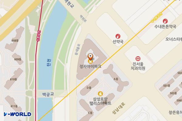 경기 성남시 정자아이파크 위치 지도 — 경기도 성남시 분당구 백현로 100