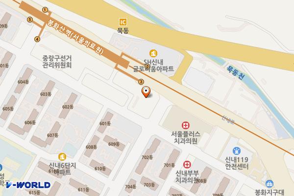 서울 중랑구 금강리빙스텔 위치 지도 — 서울특별시 중랑구 신내로 211