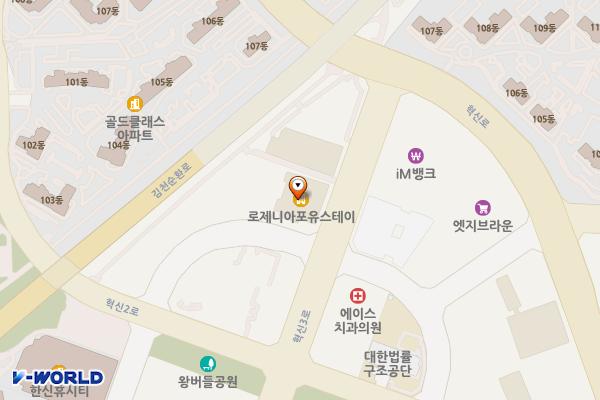 로제니아호텔 위치 지도 — 경상북도 김천시 혁신3로 16
