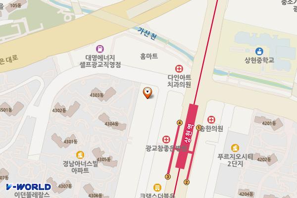 광교2차푸르지오시티A동오피스텔 위치 지도 — 경기도 용인시 수지구 광교중앙로295번길 25