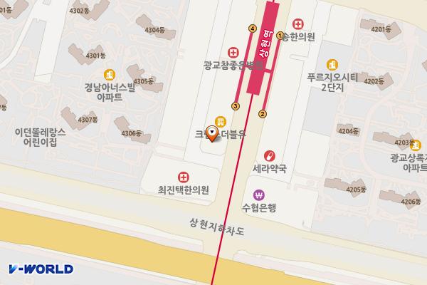 광교2차푸르지오시티D동오피스텔 위치 지도 — 경기도 용인시 수지구 광교중앙로 297