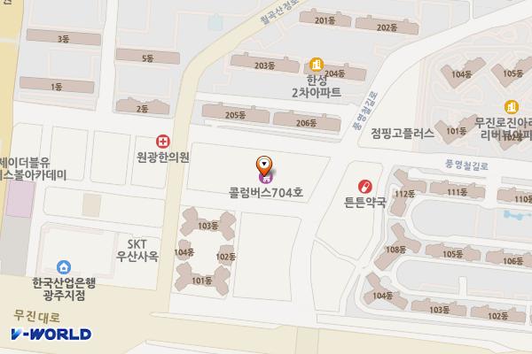 콜럼버스월드상가 위치 지도 — 전남광주통합특별시 광산구 풍영철길로 15