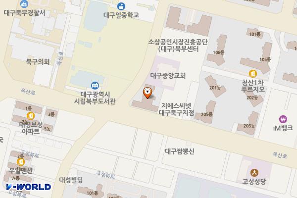 태왕아너스로뎀플러스오피스텔 위치 지도 — 대구광역시 북구 옥산로 87