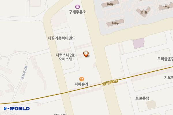 경기 구래동 김포더럭스나인비오피스텔 위치 지도 — 경기도 김포시 김포한강10로133번길 142