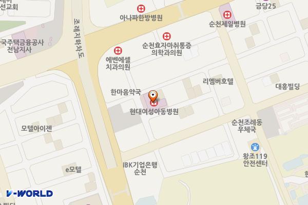 현대병원 위치 지도 — 전남광주통합특별시 순천시 장선배기1길 8