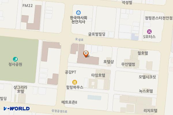 모아엘가워너비오피스텔 위치 지도 — 충청남도 천안시 서북구 성정공원7길 9
