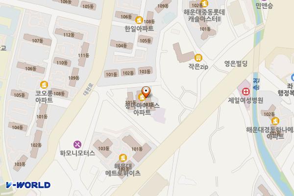 청마마이우스오피스텔 위치 지도 — 부산광역시 해운대구 대천로42번길 22