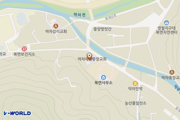 마차중고 가는길 위치 지도 — 강원특별자치도 영월군 북면 봉래산로 991