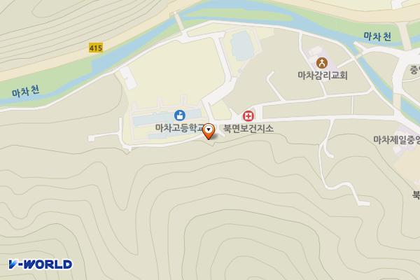 마차중고 가는길 위치 지도 — 강원특별자치도 영월군 북면 문학로길 25-9