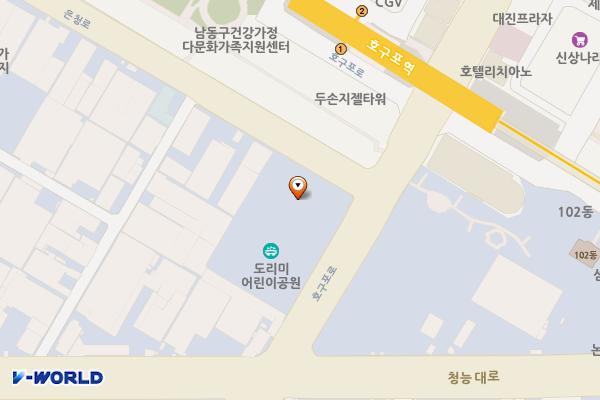 인천 남동구 남동테크노타워 지식산업센터 위치 지도 — 인천광역시 남동구 호구포로 189