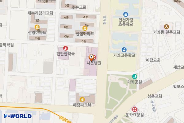 나은병원 위치 지도 — 인천광역시 서해구 원적로 23