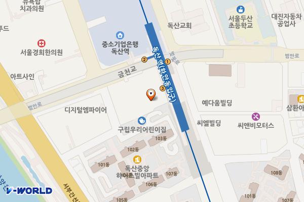 서울 금천구 하우스디더스카이벨리가산2차 위치 지도 — 서울특별시 금천구 범안로 1142
