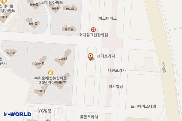 호매실중앙파크뷰오피스텔 위치 지도 — 경기도 수원시 권선구 호매실로104번길 24-43