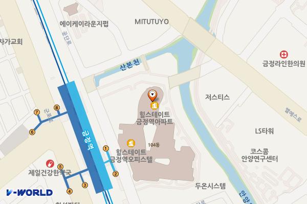 경기 금정동 힐스테이트금정역오피스텔 위치 지도 — 경기도 군포시 엘에스로 143