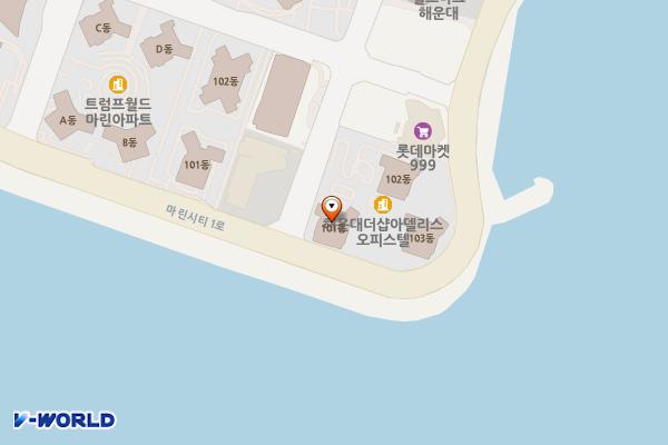 해운대더샵아델리스오피스텔 위치 지도 — 부산광역시 해운대구 우동 1436-1 더샵해운대아델리스