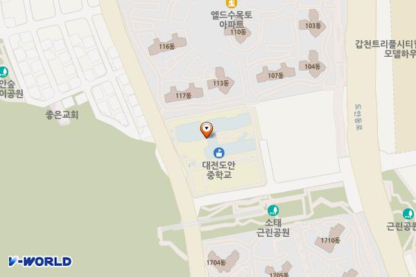 대전도안중학교 위치 지도 — 대전광역시 서구 원도안로 160