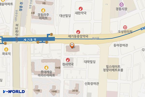 한방천하용두동포스빌오피스텔 위치 지도 — 서울특별시 동대문구 왕산로 122