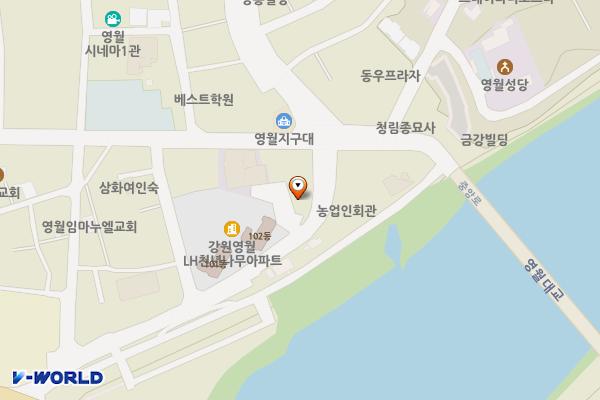 중앙시장 주상복합아파트 제3공영주차장 위치 지도 — 강원특별자치도 영월군 영월읍 제방안길 8