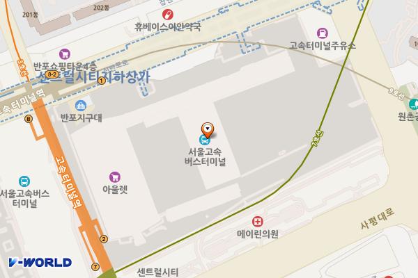 서울 서초구 서울고속버스터미널데크주차장 위치 지도 — 서울특별시 서초구 신반포로 194