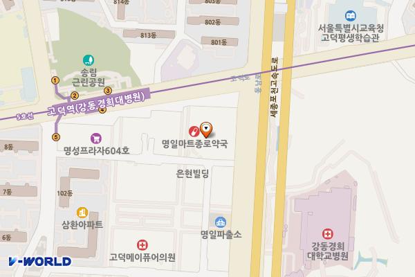 서울 강동구 이마트명일점 위치 지도 — 서울특별시 강동구 고덕로 276