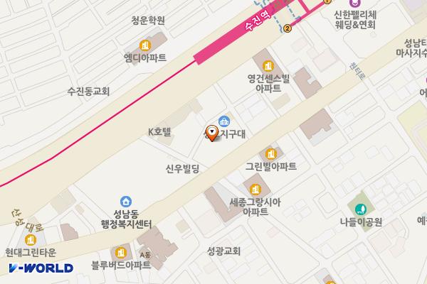 경기 성남시 수진역코아루천년가오피스텔 위치 지도 — 경기 성남시 중원구 광명로 103