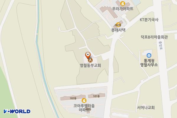 동부감리교회 맞은편 위치 지도 — 강원특별자치도 영월군 영월읍 느티나무길 13