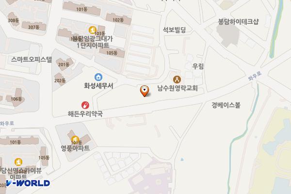 경기 화성시 캠퍼스타운 위치 지도 — 경기도 화성시 효행구 봉담읍 와우로 91