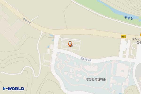 경북 청송군 청송군문화관광재단 위치 지도 — 경북 청송군 주왕산면 청송백자로 24