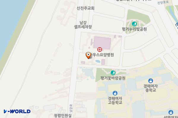 경남 진주시 엠마우스요양병원 위치 지도 — 경상남도 진주시 남강로 25