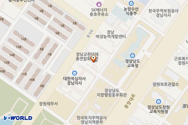 경남 창원시 경상남도교원단체총연합회 위치 지도 — 경상남도 창원시 성산구 중앙대로227번길 16