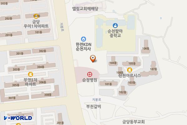 전남 순천시 다담식자재마트순천점 위치 지도 — 전남광주통합특별시 순천시 해룡면 지봉로 384