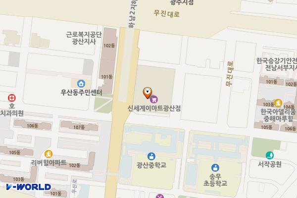 광주 광산구 이마트광산점 위치 지도 — 전남광주통합특별시 광산구 사암로 172