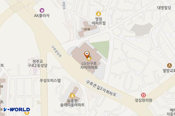 펌프킨 이밥 구로리치몰관리단 위치 지도 — 서울특별시 구로구 구로동 501 신구로자이나인스에비뉴