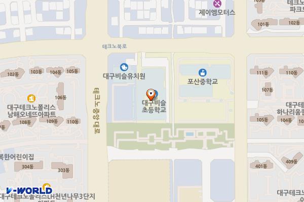 대구 비슬초등학교 위치 지도 — 대구광역시 달성군 유가읍 테크노북로 144