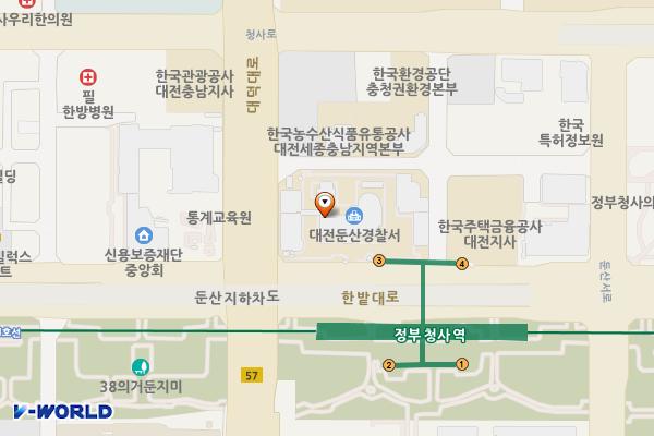 대전 대전경찰청 둔산경찰서 위치 지도 — 대전 서구 한밭대로 733