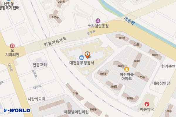 대전 대전경찰청 동부경찰서 위치 지도 — 대전 동구 충무로 222