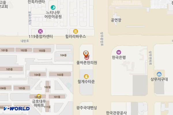 케이원오피스타운 위치 지도 — 전남광주통합특별시 서구 치평로 124