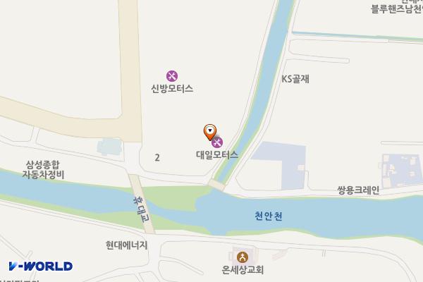 대일모터스 위치 지도 — 충청남도 천안시 동남구 천안천변길 45