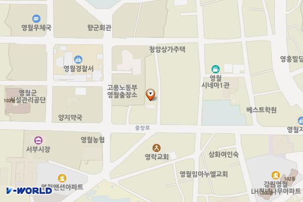 명동화원 앞(영월웨딩홀 아래) 위치 지도 — 강원특별자치도 영월군 영월읍 중앙로 49-9