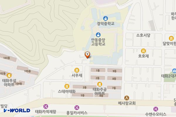 안동중앙고등학교/(학)경덕학원 위치 지도 — 경상북도 안동시 서악길 45