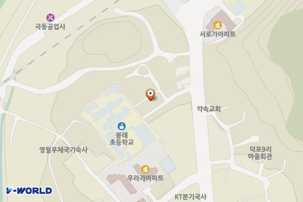 봉래초교 정문 앞 위치 지도 — 강원특별자치도 영월군 영월읍 중앙로 168-13