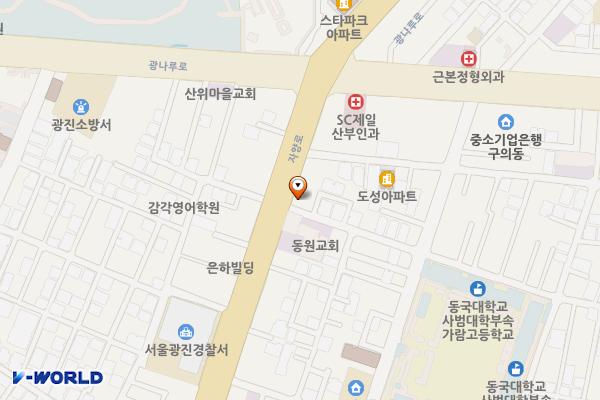 서울시린나이 광진구 대리점 건물 위치 지도 — 서울특별시 광진구 자양로 186