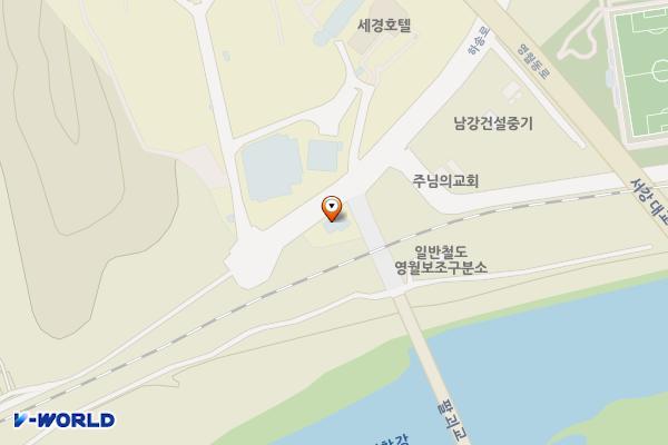 세경대 앞 주차장(대형22, 소형18) 위치 지도 — 강원특별자치도 영월군 영월읍 하송로 197