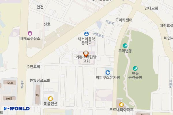 기쁜소식한밭교회 위치 지도 — 대전광역시 서구 변동중로 24