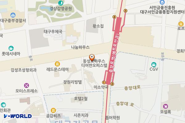 동성로하우스디어반 관리사무소 위치 지도 — 대구광역시 중구 국채보상로 570