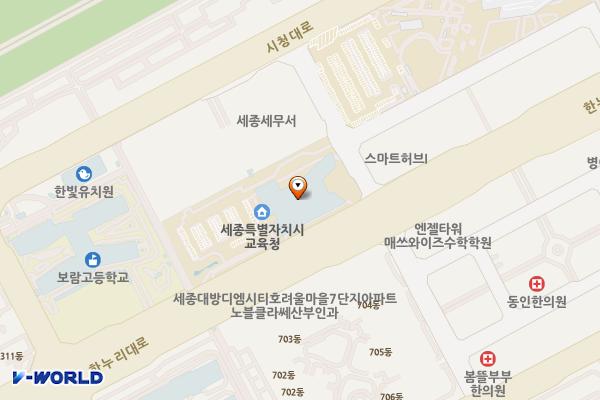 세종특별자치시 교육청(SP) 위치 지도 — 세종특별자치시 한누리대로 2154