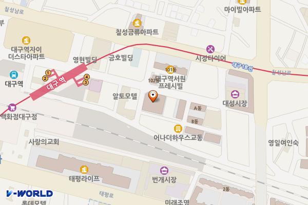 대구역 SD아이프라임/(주)목성엔지니어링(SP) 위치 지도 — 대구광역시 북구 칠성남로30길 40